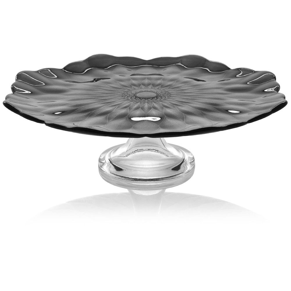 LOTO FOOTED CAKE PLATE BLACK DECO 