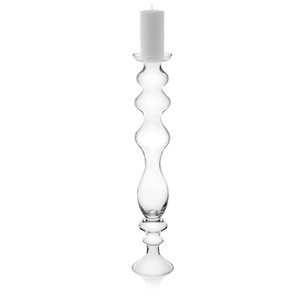 BIG CANDLESTICK CLEAR WITH CANDLE