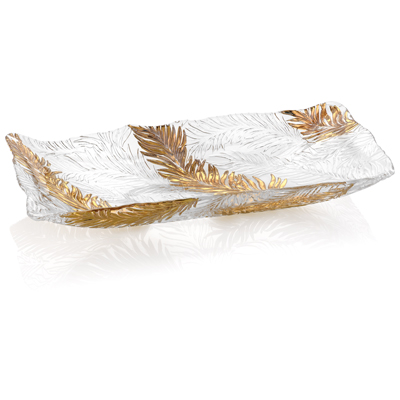 AMAZZONIA RECTANGULAR CENTERPIECE CM.49X23 CLEAR/GOLD DECORATION