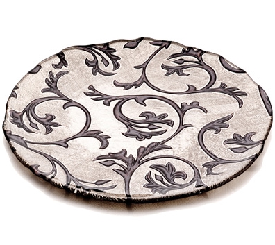 BISANZIO PLATTER BROWN/PINK DECORATION