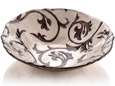 BISANZIO BOWL CM.33 BROWN/PINK DECORATION
