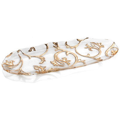 BISANZIO OVAL CAKE PLATE GOLD DECORATION