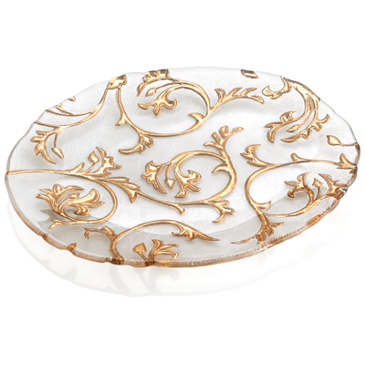 BISANZIO OVAL PLATE CLEAR/ GOLD DECORATION