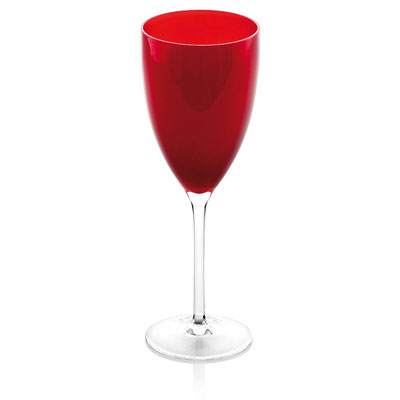 DAFNE GOBLET CL.30 RED WITH CLEAR STEM AND FOOT