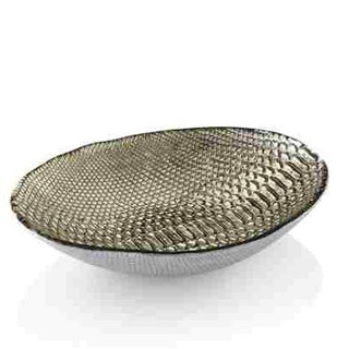 DIVINA OVAL BOWL BEIGE/CHROME DECORATION