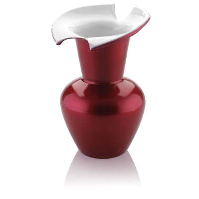 DAISY VASE H.35 CM RED/MILKWHITE DECORATION