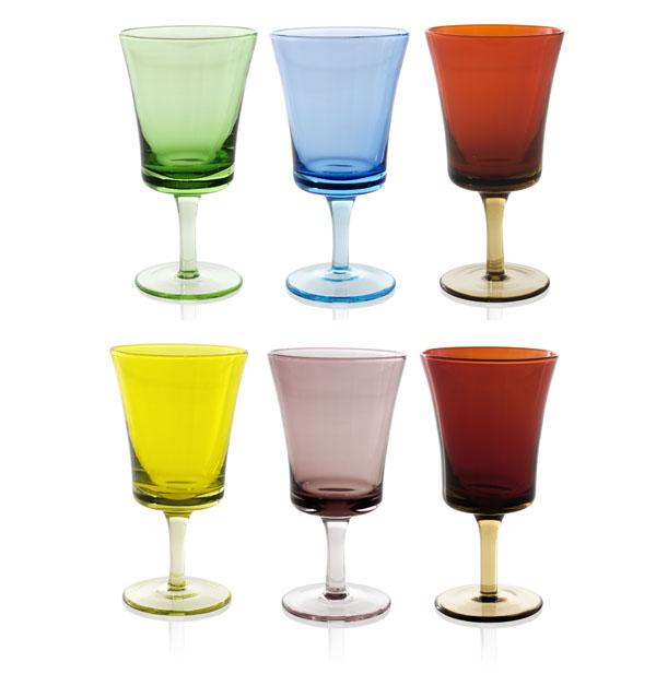 Fantasy Set 6 water goblets in assorted colours