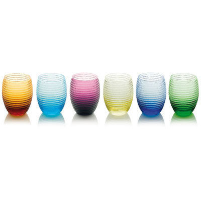 HELIX SET 6 WATER TUMBLERS IN ASSORTED COLOURS