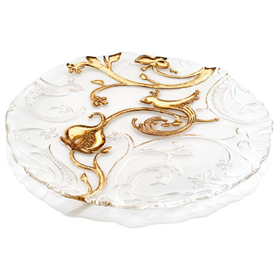 IL GIARDINO SEGRETO PLATTER CLEAR GOLD DECORATION