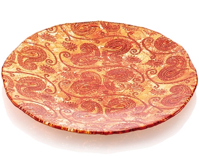 KASHMIR PLATTER CM.41 GOLD/ORANGE DECORATION