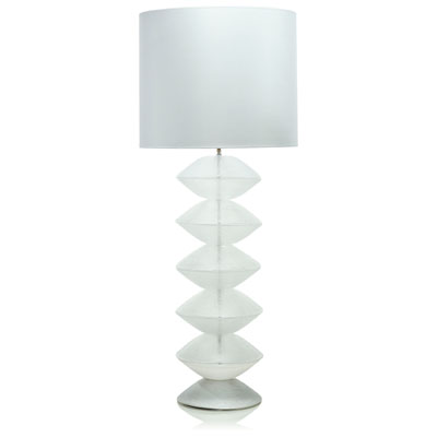 FLOOR LAMP H.140 LAMP BASE ?33 IN CLEAR GLASS+LAMPSHADE WHITE
