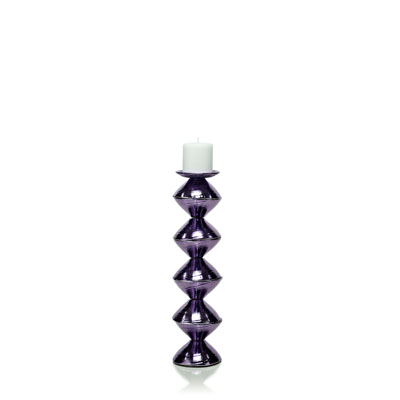 CANDLESTICK IN GLASS WITH AMETHYST DECORATION WITH WHITE CANDLE