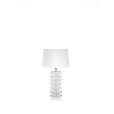 LAMP H.32 CM. LAMP BASE ?10 IN CLEAR GLASS+ WHITE LAMPSHADE