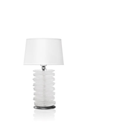 LAMP H. 32 CM. LAMP BASE ?12 CLEAR GLASS+ WHITE LAMPSHADE