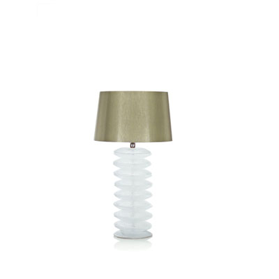 LAMP H.55 CM. LAMP BASE ?15 IN CLEAR GLASS+ GOLD LAMPSHADE