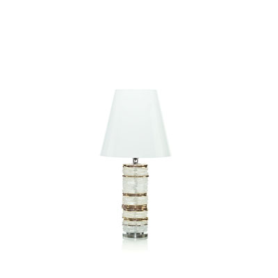 LAMP H.50 LAMP BASE ?CM. IN CLEAR AND GOLD DECORATED GLASS + LAMPSHADE