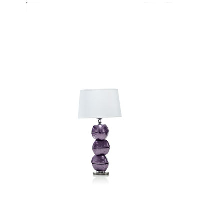 H.34 CM. IN GLASS WITH LILAC DECORATION WITH LAMPSHADE
