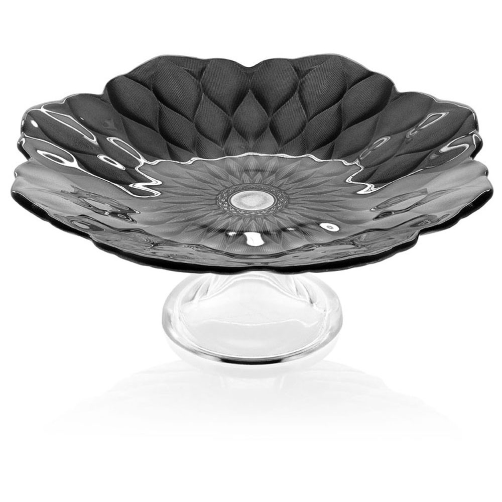 LOTO FOOTED CAKE PLATE BLACK DECO.