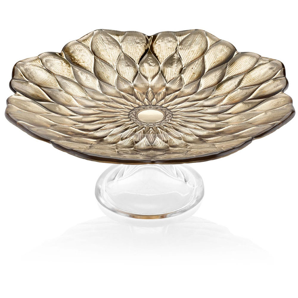LOTO FOOTED CAKE PLATE BRONZE/CHROME DECORATION