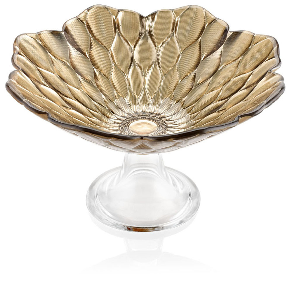 LOTO FOOTED BOWL GOLD/CHROME DECORATION