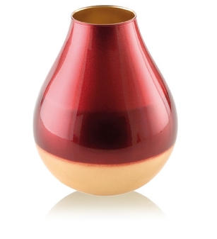 PASHA VASE H. 25 CM RED/GOLD DECORATION