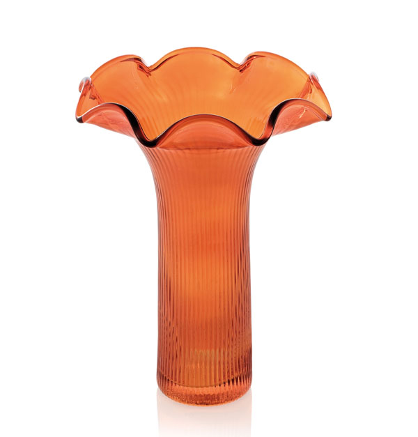 Plisse Vase 32cm Orange Deco.