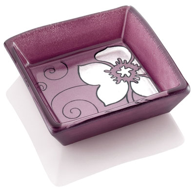 ROMANTICA MULTIPURPOSES TRAY SILVER/VIOLET FLOWER DECORATION