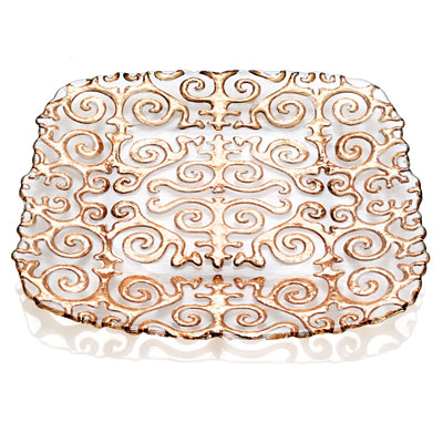 SHIRDAK PLATTER CLEAR GOLD DECORATION