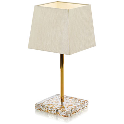 SHIRDAK LAMPBASE CM.18X18 GOLD DECORATION, IVORY LAMPSHADE