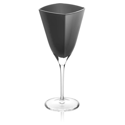 TIMES SQUARE GOBLET BLACK WITH CLEAR STEM AND FOOT