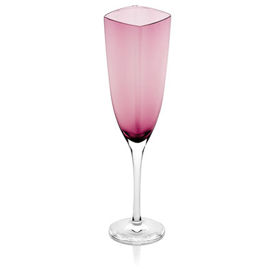 TIMES SQUARE FLUTE AMETHYST WITH CLEAR STEM AND FOOT