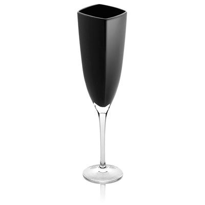 TIMES SQUARE FLUTE BLACK WITH CLEAR STEM AND FOOT