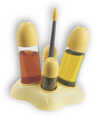 Cruet set with glass containers	