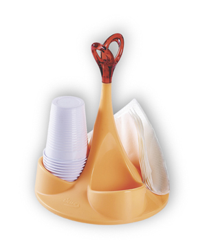 Disposable glass and napkin holder