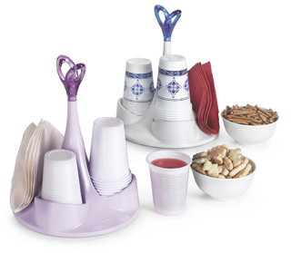 Disposable glass and napkin holder
