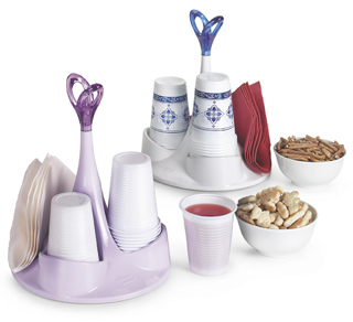 Disposable glass and napkin holder