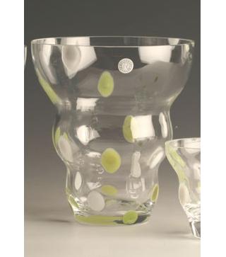 Confetti Vase,clear,lime and white dots
