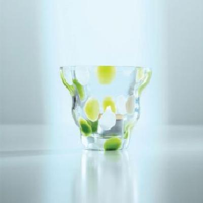 Confetti Votive .Lime and white dots